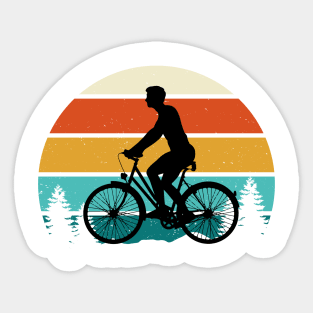 Cyclist vintage retro sunset style Sticker